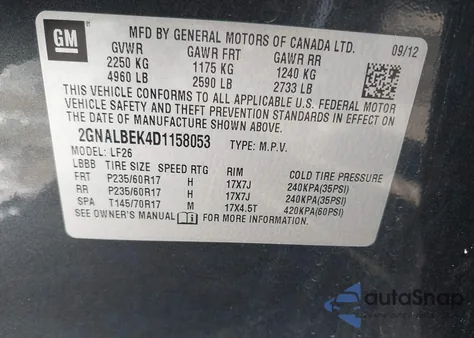 2013 Chevrolet Equinox Ls from USA, damaged, VIN 2GNALBEK4D1158053